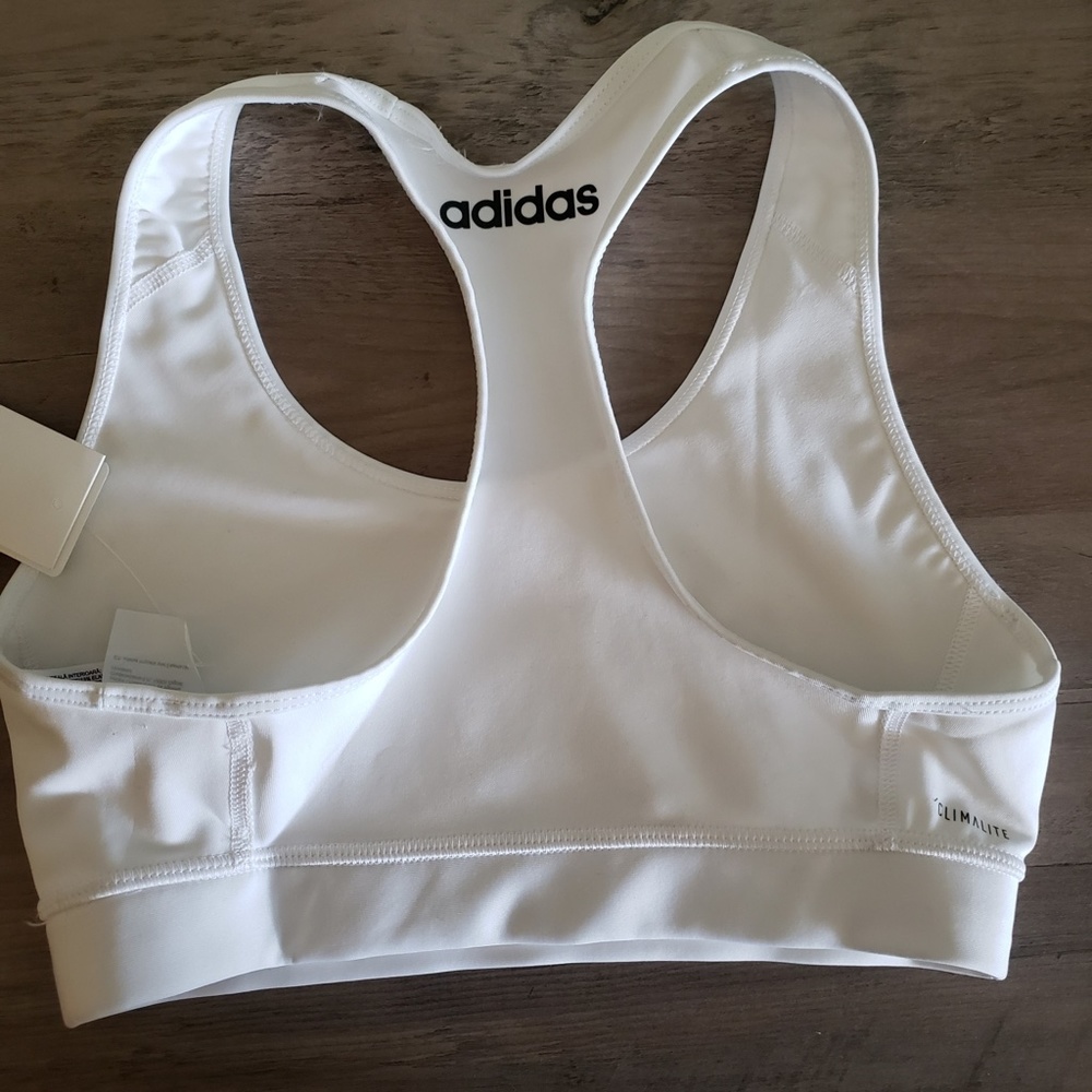 ADIDAS Womens White/Black Sports Bra - Picture 6 of 10